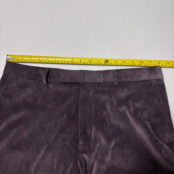 Perry Ellis Corduroy Pants Men's 34x32 Dark Brown Preppy Soft Stretch Flat Front - Picture 9 of 12
